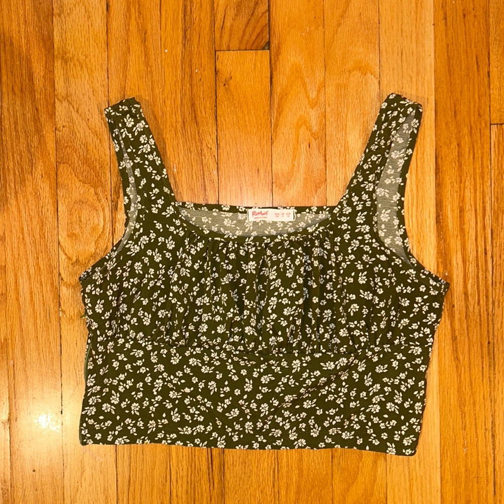 Green floral tank